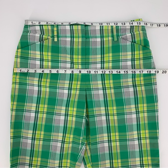 Jones New York Sport Green Plaid Stretch Cotton Blend 11” Shorts, 6 - Picture 8 of 14